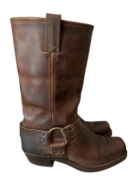 Frye Harness 12R Boot Brown Leather Motorcycle Biker Western Square Toe - 6.5